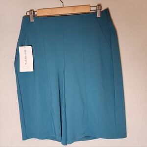 Size 12 Tall NWT Athleta 11" Cosmic Bermuda Shorts Aqua Blue Pull-On Size 12T‎